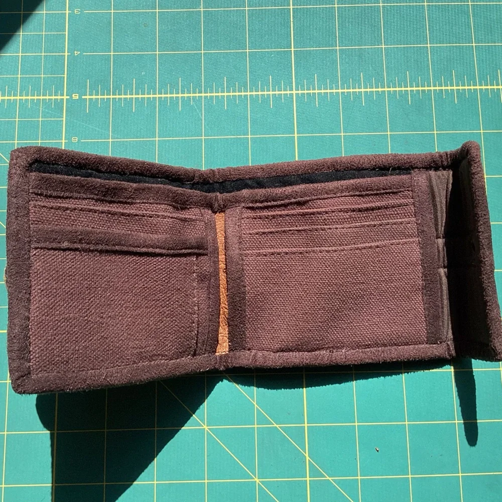 New Guatemalan Import Leather Suede Fabric Wallet Boho Travel Hippie Gifts Art